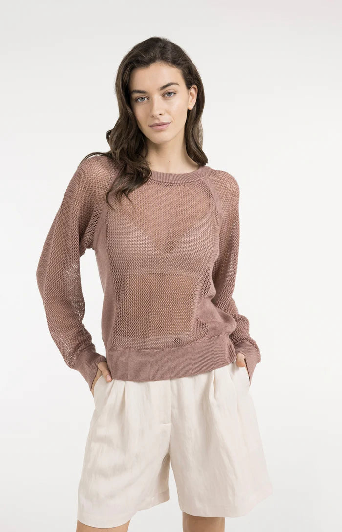 Yaya | Trui met Meshstructuur en Raglanmouwen Burlwood Pink