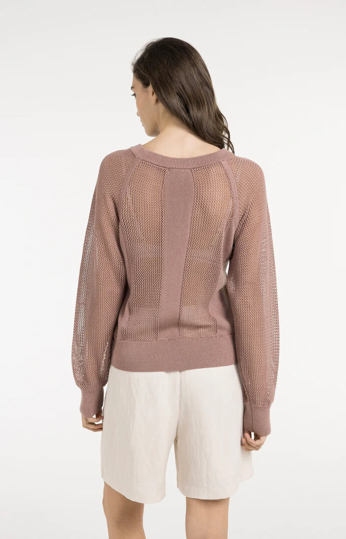 Yaya | Trui met Meshstructuur en Raglanmouwen Burlwood Pink