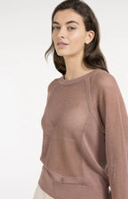 Yaya | Trui met Meshstructuur en Raglanmouwen Burlwood Pink