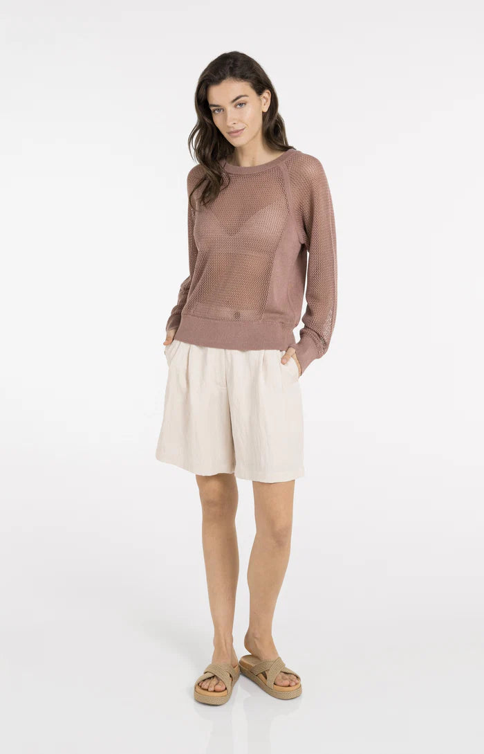 Yaya | Trui met Meshstructuur en Raglanmouwen Burlwood Pink