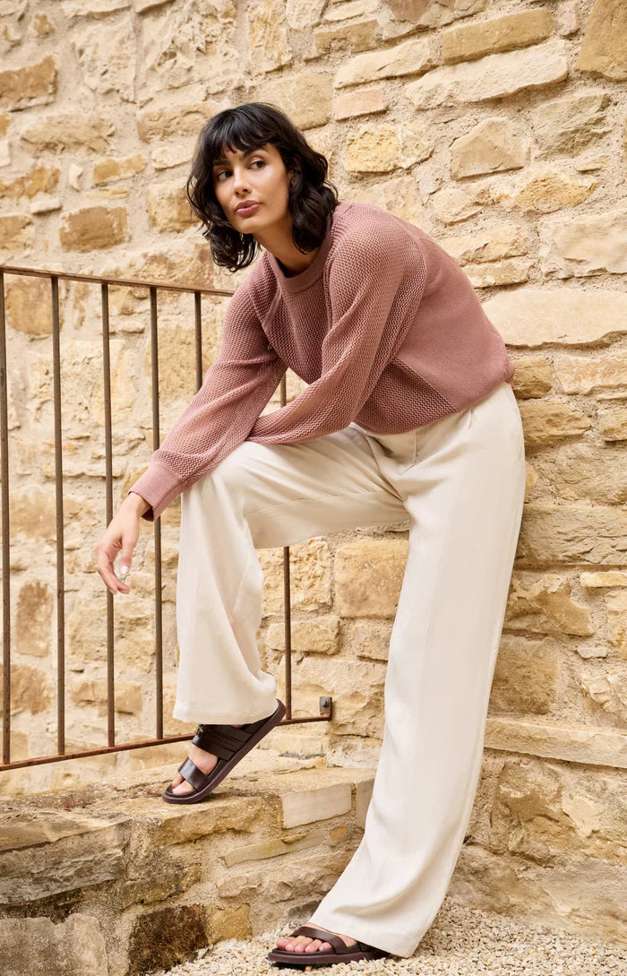 Yaya | Trui met Meshstructuur en Raglanmouwen Burlwood Pink