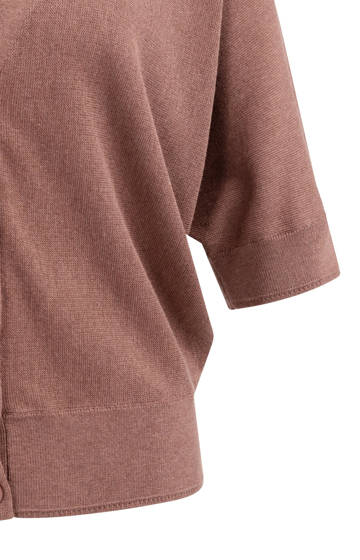 Yaya | Vest met Korte Vleermuismouwen en Knoopsluiting Burlwood Pink Melange