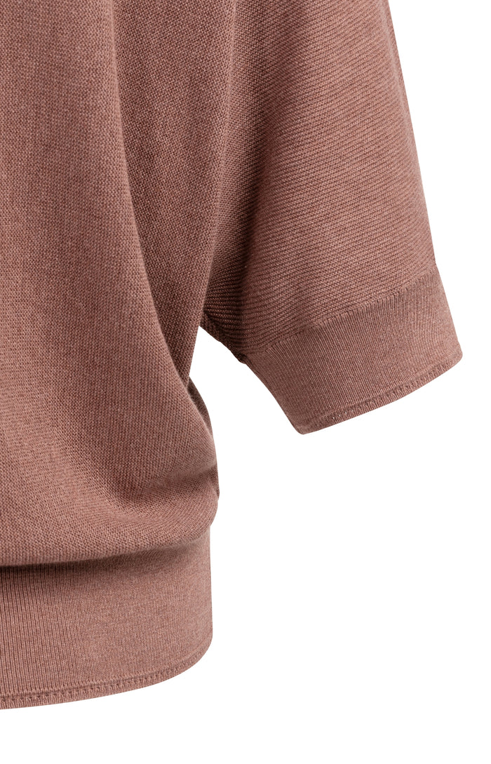 Yaya | Vest met Korte Vleermuismouwen en Knoopsluiting Burlwood Pink Melange