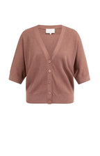 Yaya | Vest met Korte Vleermuismouwen en Knoopsluiting Burlwood Pink Melange