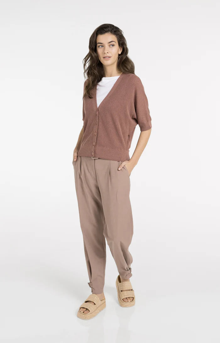 Yaya | Vest met Korte Vleermuismouwen en Knoopsluiting Burlwood Pink Melange