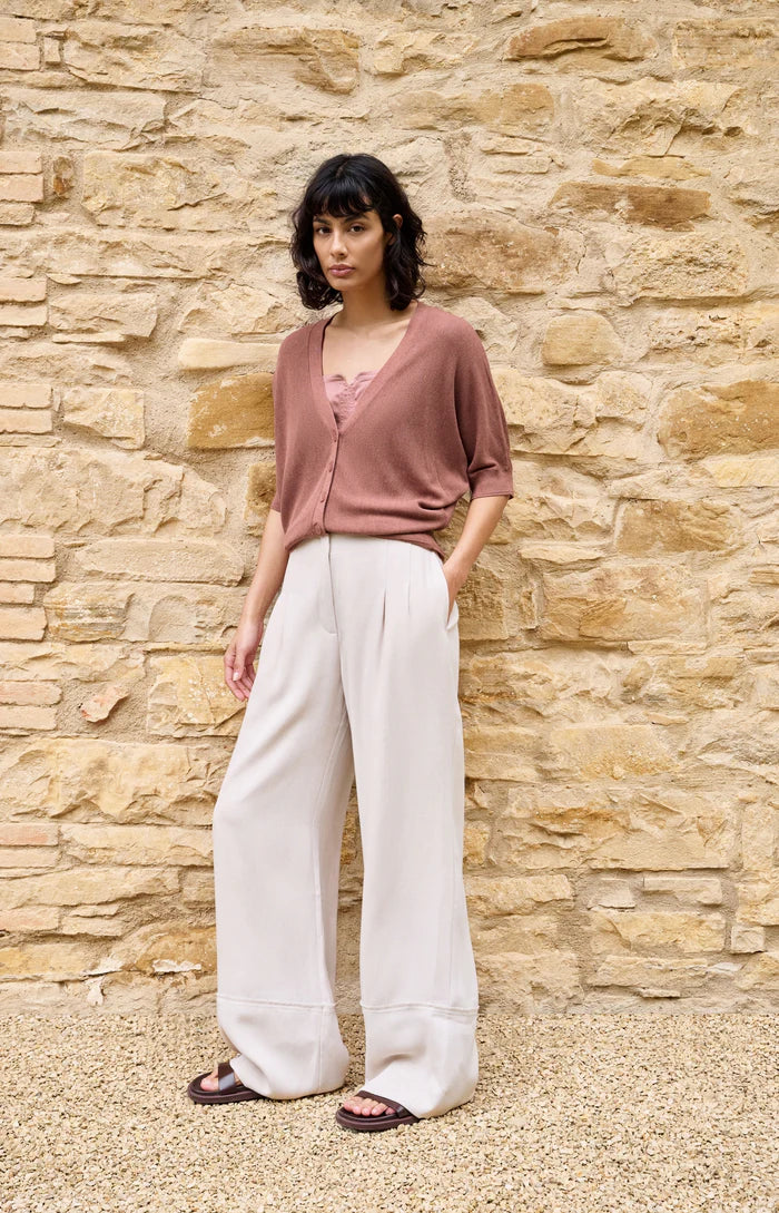 Yaya | Vest met Korte Vleermuismouwen en Knoopsluiting Burlwood Pink Melange