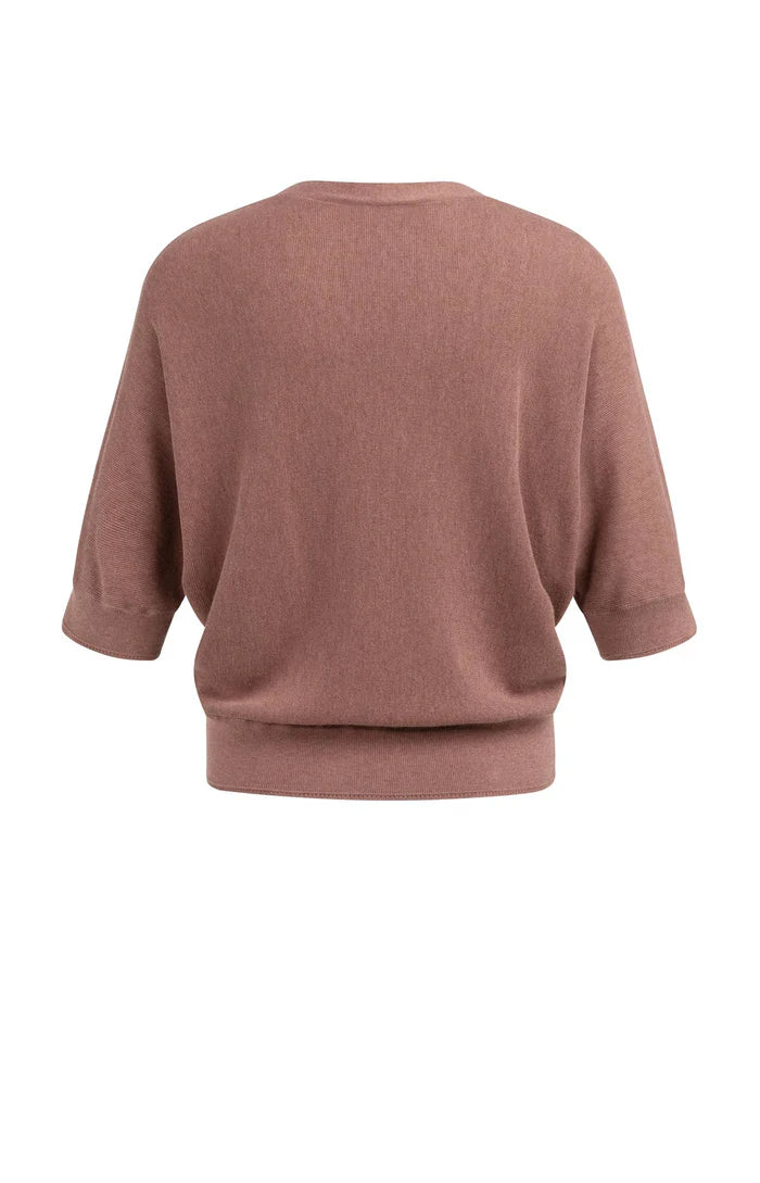 Yaya | Vest met Korte Vleermuismouwen en Knoopsluiting Burlwood Pink Melange