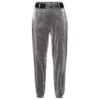 YAYA - Zilveren metallic broek met elastische riem en zakken - 01-301144-408