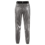 YAYA - Zilveren metallic broek met elastische riem en zakken - 01-301144-408