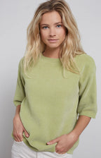 Yaya | Chenille sweater with round neck and half long sleeves - 01-000177-302