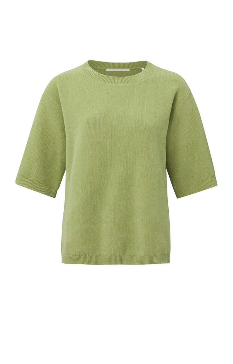 Yaya | Chenille sweater with round neck and half long sleeves - 01-000177-302