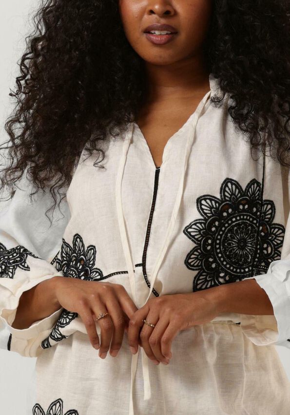 Greek Archaic Kori | Tunic Daisy Double L/S Strings - White/Black - 240118