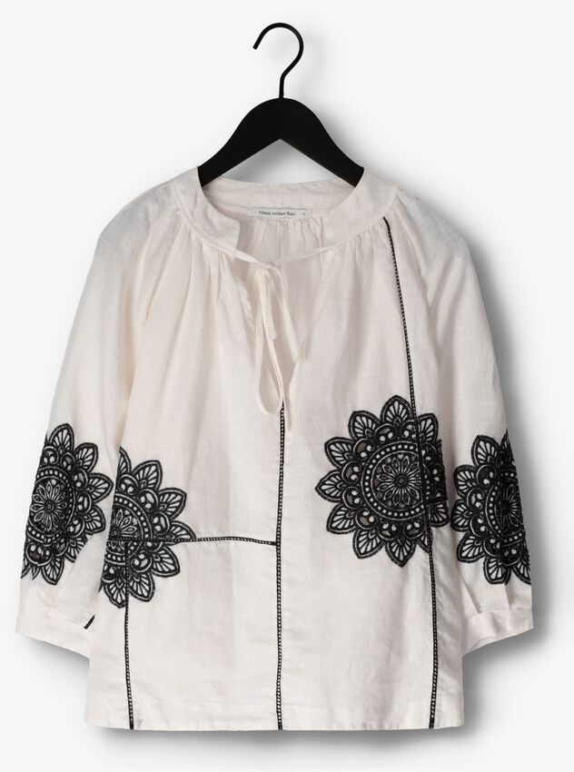 Greek Archaic Kori | Tunic Daisy Double L/S Strings - White/Black - 240118