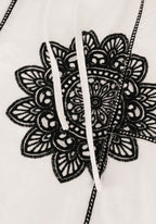 Greek Archaic Kori | Tunic Daisy Double L/S Strings - White/Black - 240118