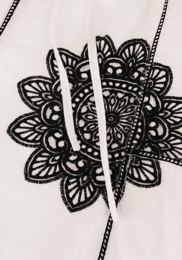 Greek Archaic Kori | Tunic Daisy Double L/S Strings - White/Black - 240118