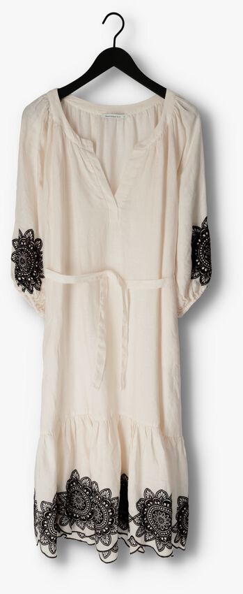 Greek Archaic Kori | Dress long cut daisy long sleeves - Natural/Black - 230208