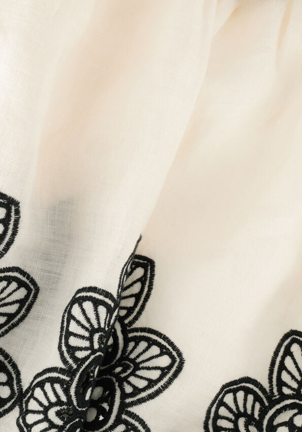 Greek Archaic Kori | Dress long cut daisy long sleeves - Natural/Black - 230208