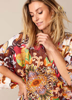 Summum: QUINTY: Top festival print on viscose satin
