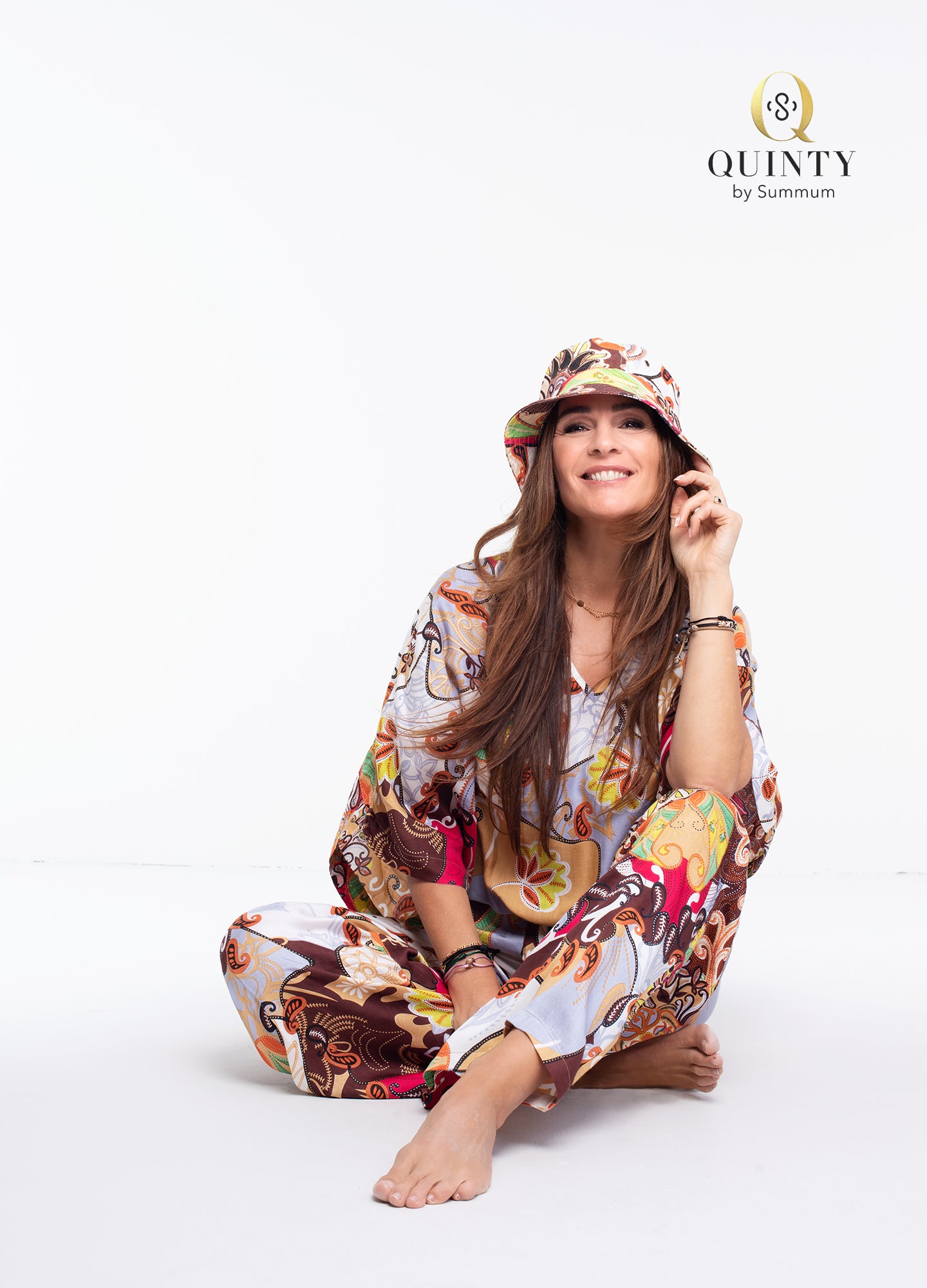 Summum: QUINTY: Top festival print on viscose satin