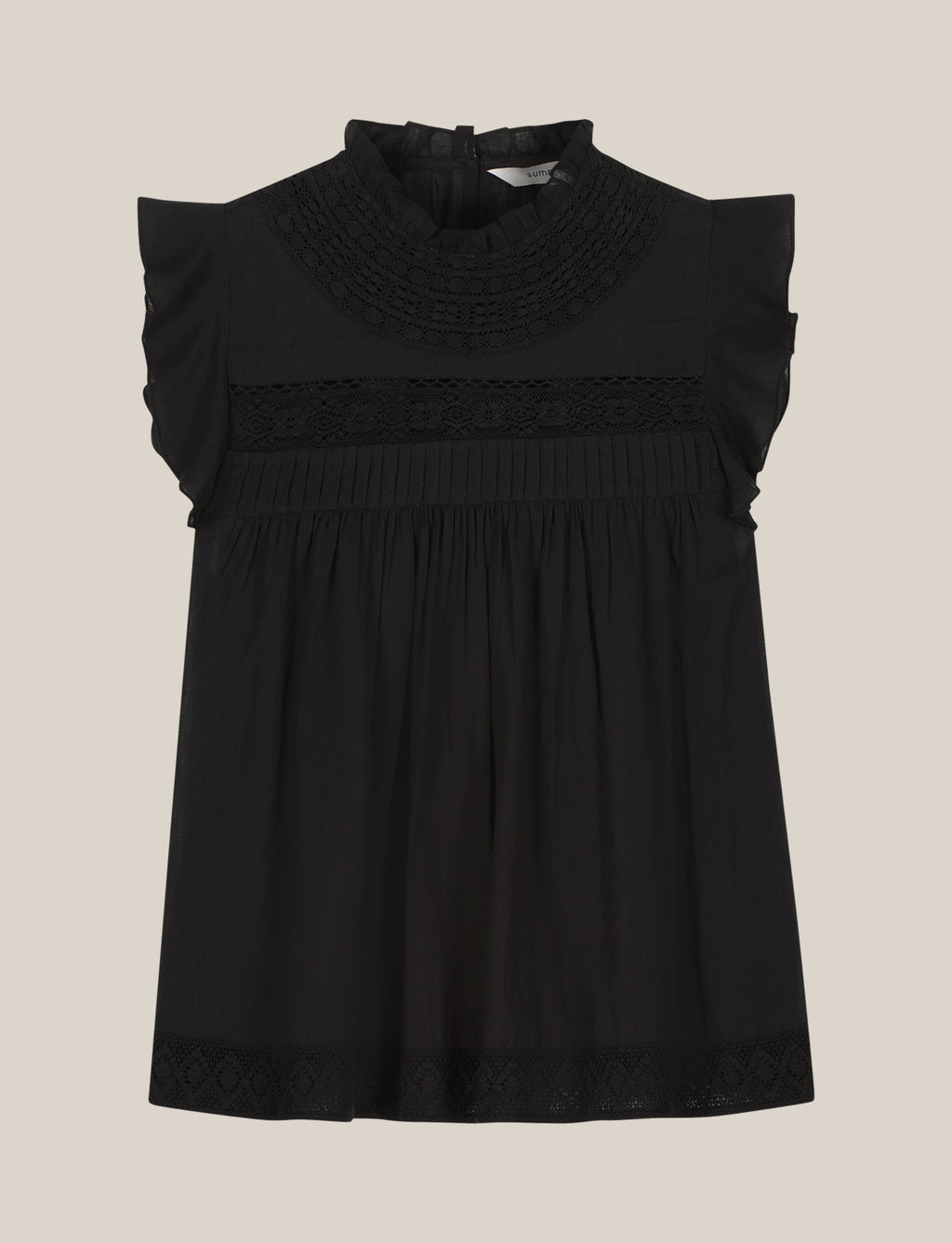 Summum Woman | Top sleeveless cotton voile - black