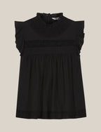 Summum Woman | Top sleeveless cotton voile - black