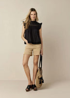 Summum Woman | Top sleeveless cotton voile - black