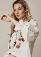 Summum | Blouse flower embroidery - ivory 2s2871-11765