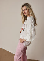 Summum | Blouse flower embroidery - ivory 2s2871-11765