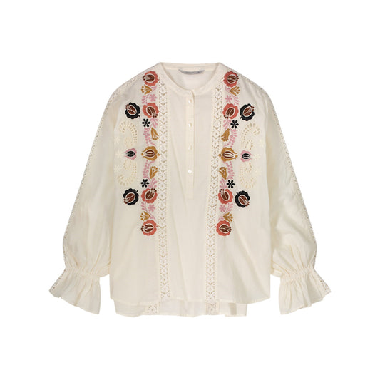 Summum | Blouse flower embroidery - ivory 2s2871-11765