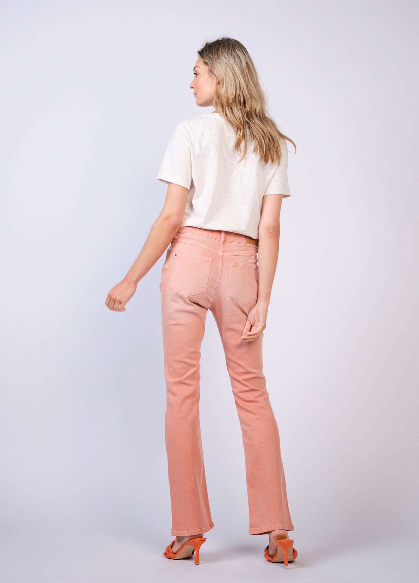Summum Woman | Flared pant slubby stretch twill - peach