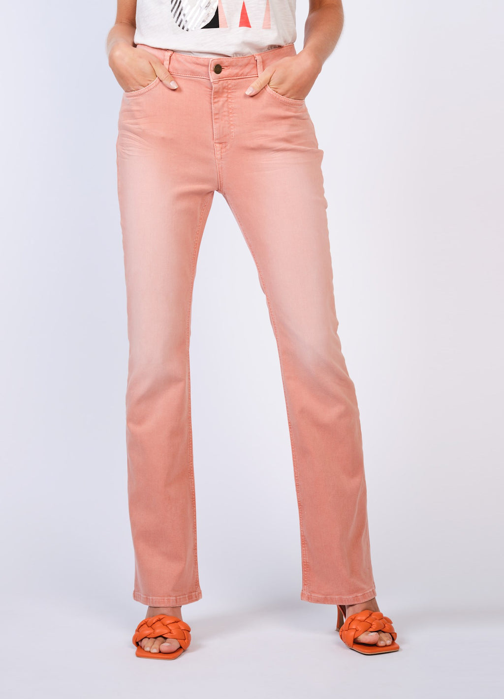 Summum Woman | Flared pant slubby stretch twill - peach
