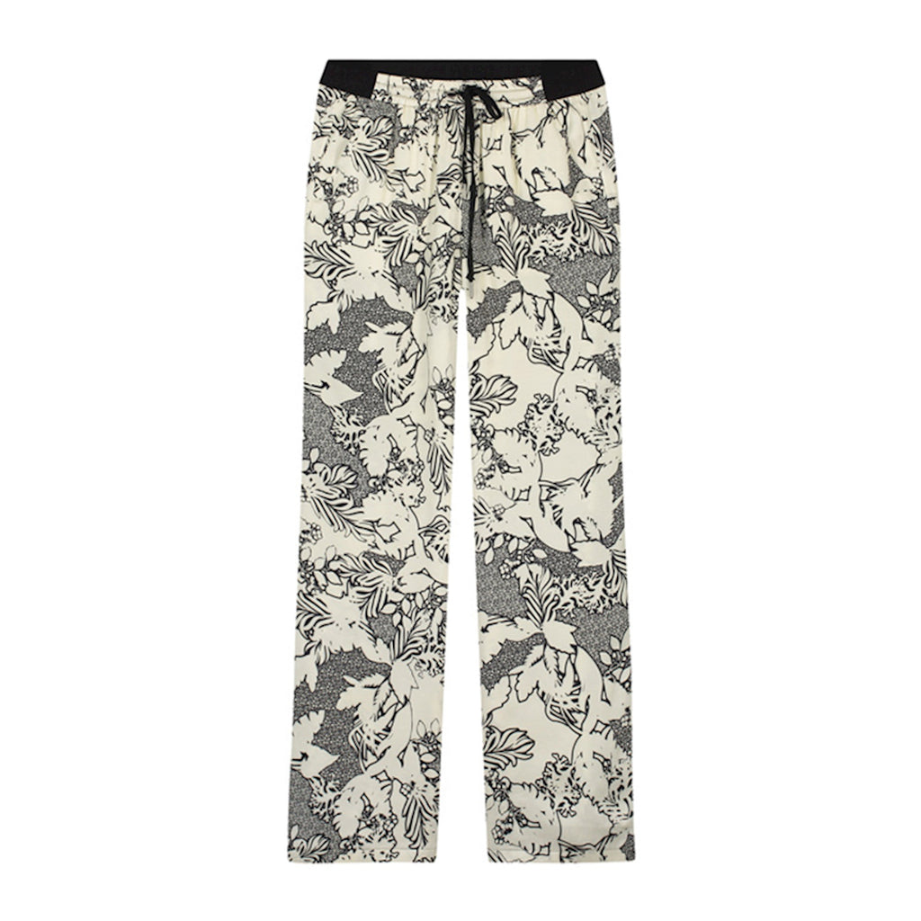 Summum Woman | Trousers leaves print viscose