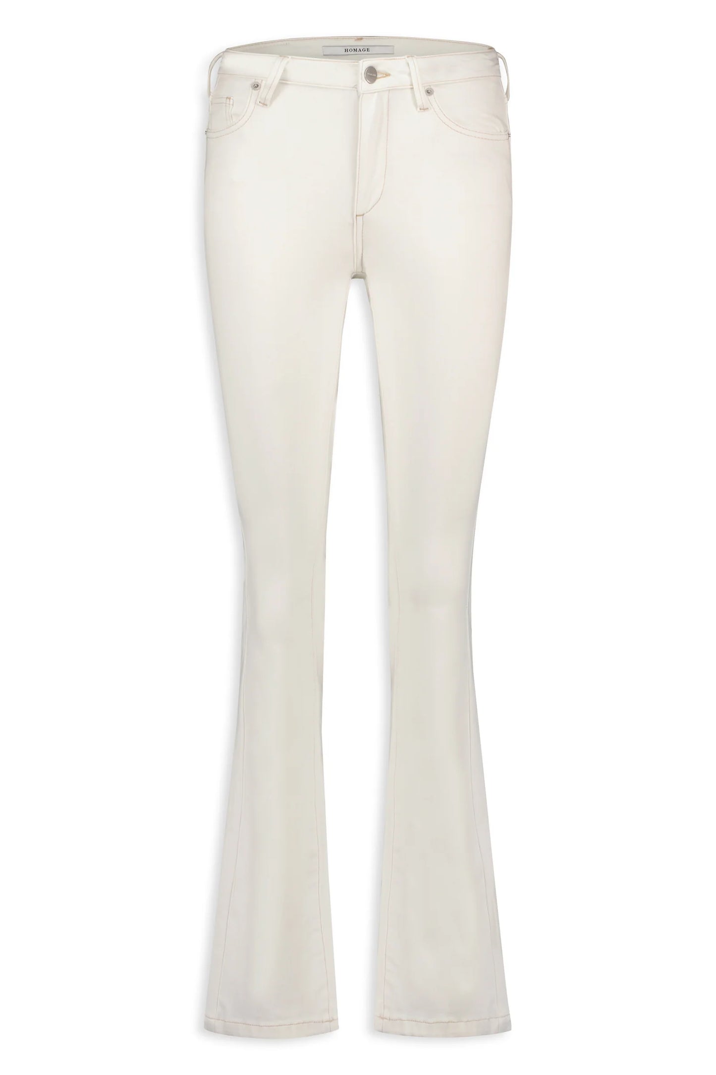 Homage | Jane Flared Jeans With Contrast Stitch - Off White - H-CS23M35