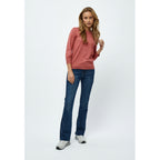 Minus | Mersin round neck 3/4 sleeve knit pullover - dusty cedar red melange