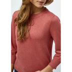 Minus | Mersin round neck 3/4 sleeve knit pullover - dusty cedar red melange