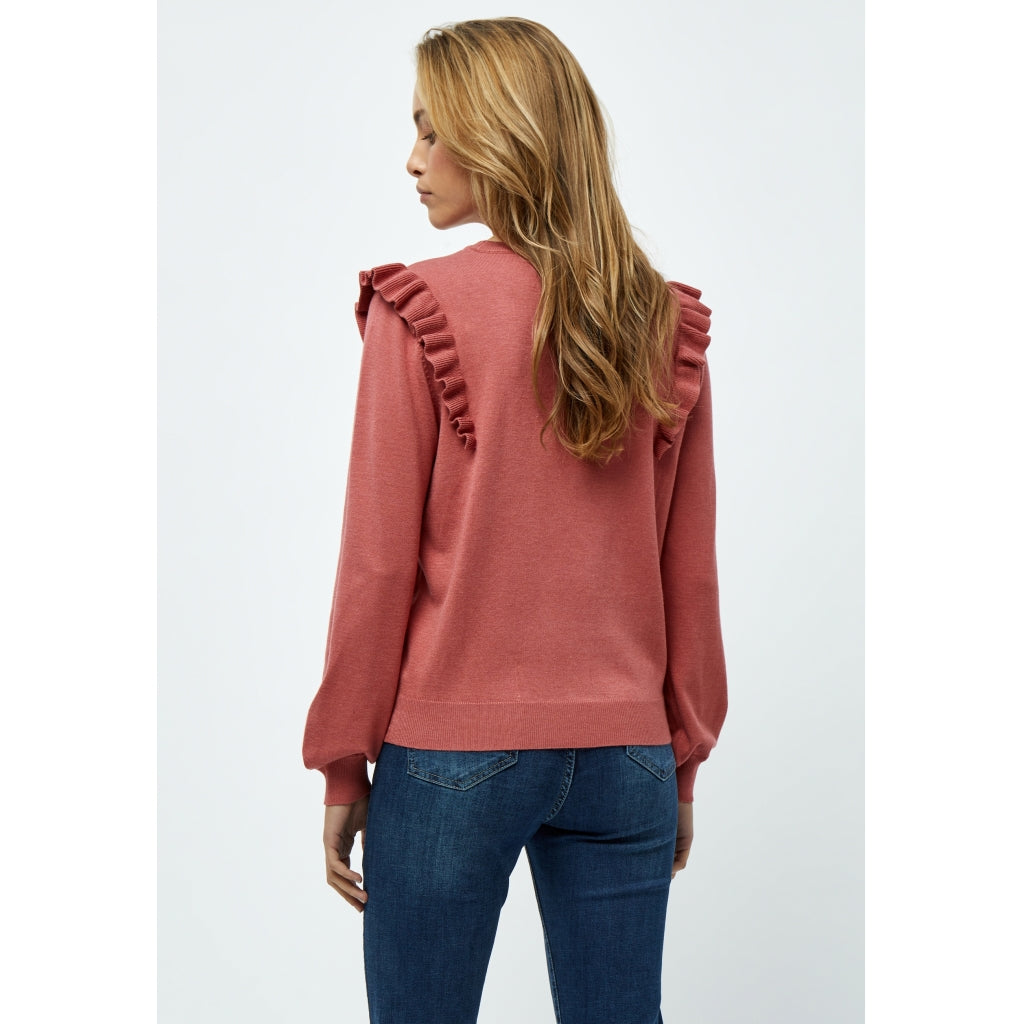 Minus | Vesia knit frill pullover - dusty cedar red melange