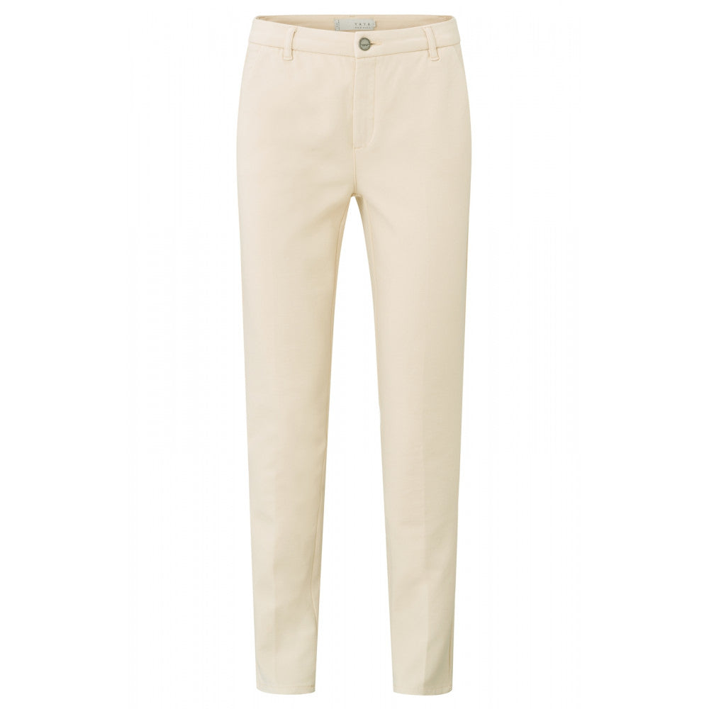 YAYA | 01-301007-207 Chino broek met normale taille, steekzakken en knoop (tapioca sand)