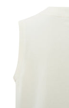 YAYA | Mouwloze trui met V-hals en geribde tailleband - Wool White - 01-000187-303