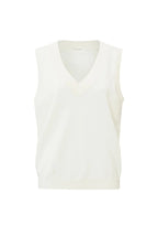 YAYA | Mouwloze trui met V-hals en geribde tailleband - Wool White - 01-000187-303