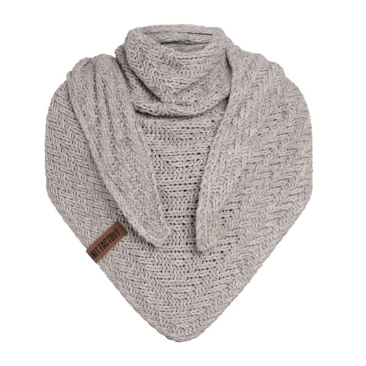 Knit Factory | Sally triangle scarf light grey/ beige