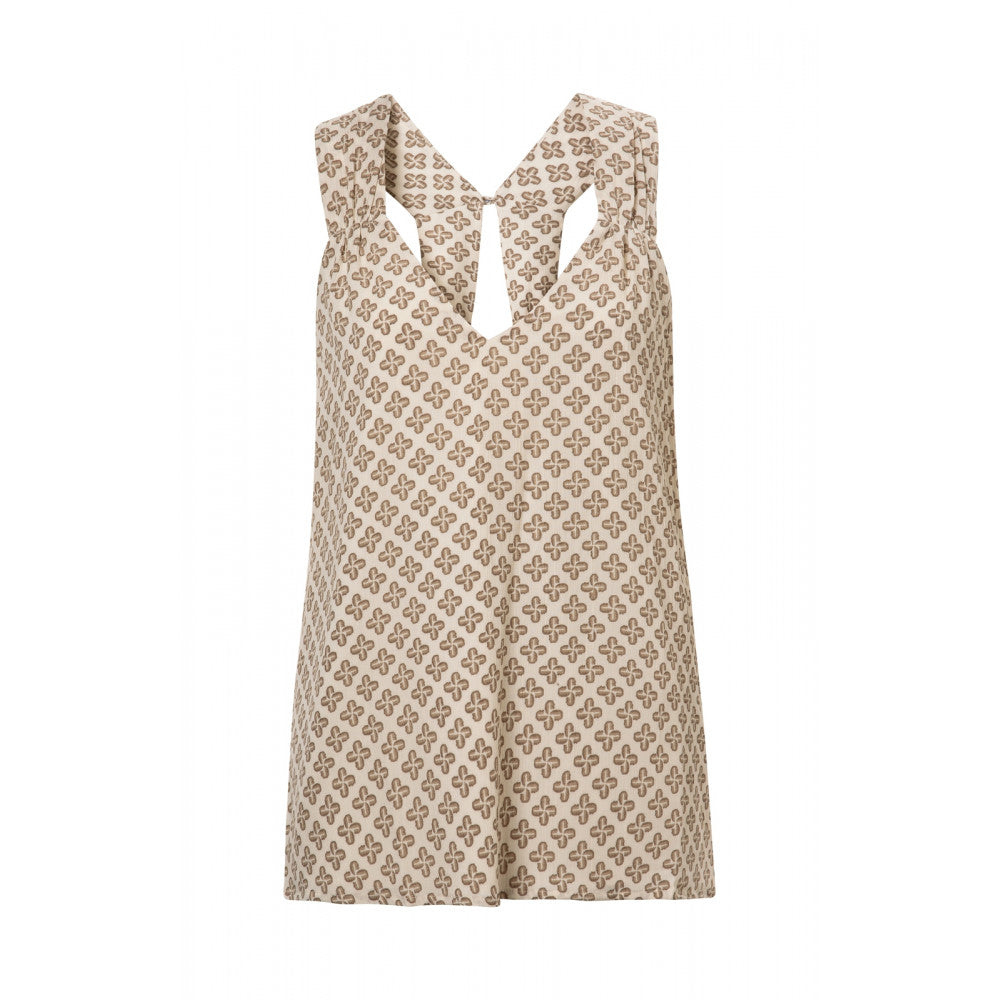 YAYA | Strappy top met V-hals, klassieke print en wijde pasvorm