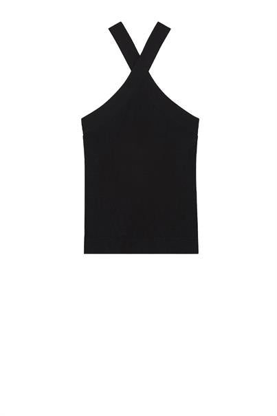 Summum Woman | Cross strap top dull viscose polyamide knit